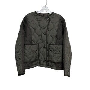 ZARA 2024 Size XS (Easily Fit LG) DK Olive Quilted Puffer Jacket Water Repellent
